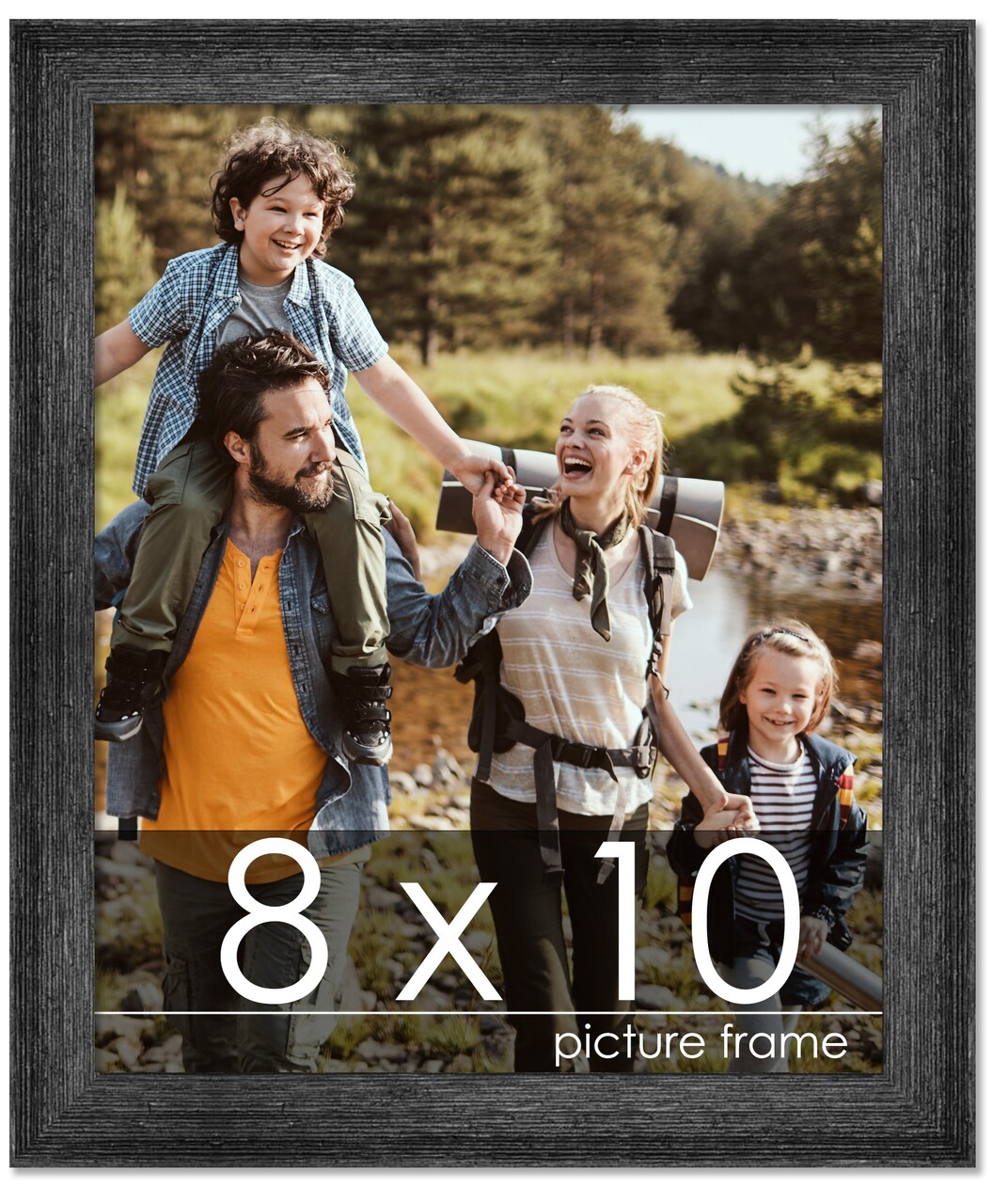 8x10 Wide Barnwood Picture Frame with UV-Resistant Acrylic & Acid Free Backing, Available in 6 Paint Finishes - Grey, Brown, White, and Black